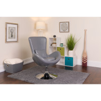 Flash Furniture Leather Egg Series Reception-Lounge-Side Chair in Gray